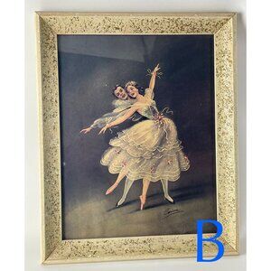 Vintage Carina ballerina print, framed ballet dancers, 50s lithography